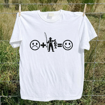 Fishing Turns Sad Face Into Happy Face Graphic T-Shirt