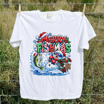 Merry Fishmas Christmas Fishing Graphic T-Shirt