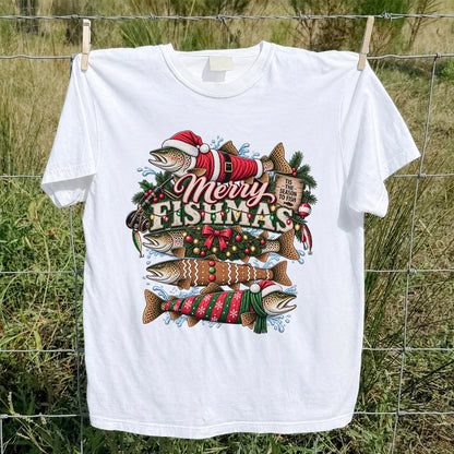 Merry Fishmas Tis the Season to Fish Christmas Trout T-Shirt