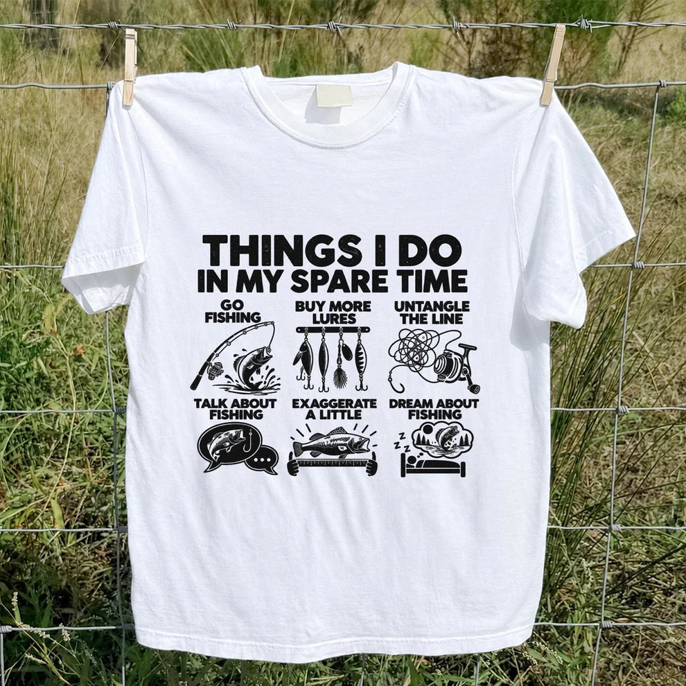 Things I Do in My Spare Time Funny Fishing Graphic T-Shirt