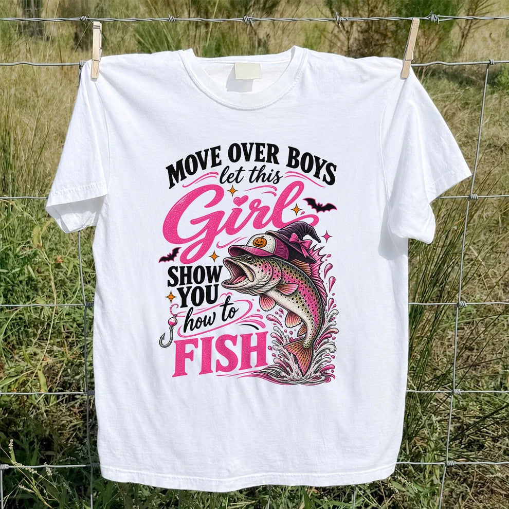 Vintage Bass Lake Fishing Scene Graphic T-Shirt