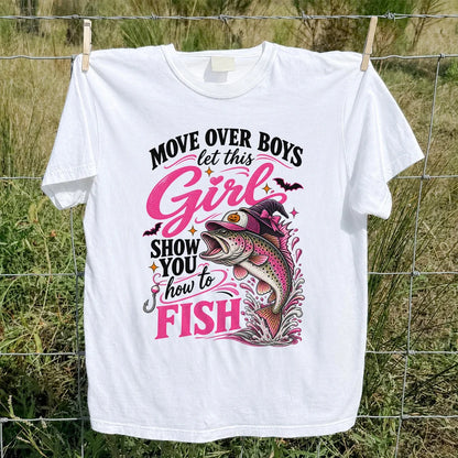 Vintage Bass Lake Fishing Scene Graphic T-Shirt