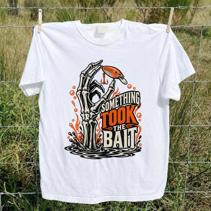 Skeleton Took the Bait Fishing Lure Gothic Graphic T-Shirt