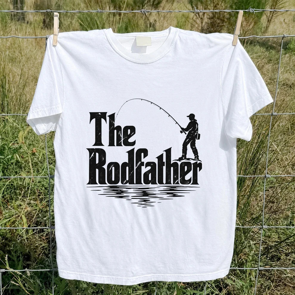 The Rodfather Funny Fishing Graphic T-Shirt