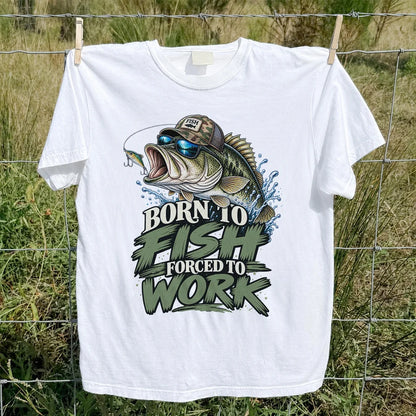 Born to Fish Forced to Work Bass Graphic T-Shirt