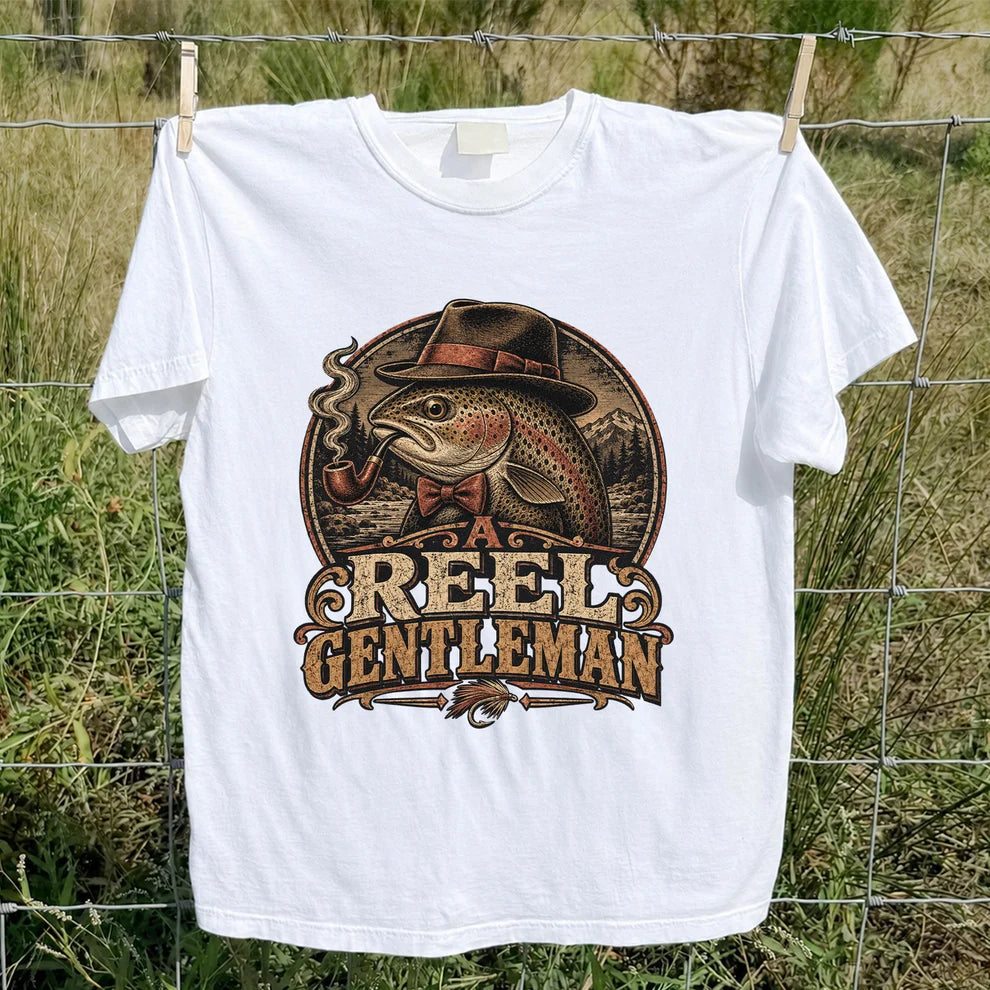 A Reel Gentleman Trout Fishing Vintage Graphic T-Shirt