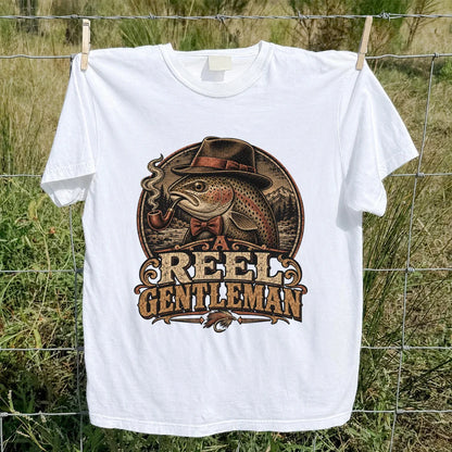 A Reel Gentleman Trout Fishing Vintage Graphic T-Shirt