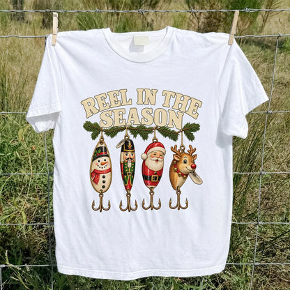 Reel in the Season Christmas Fishing Lures Graphic T-Shirt