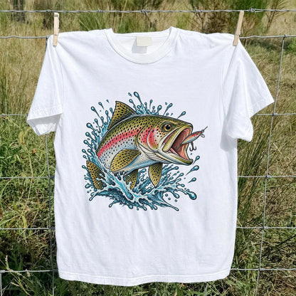 Rainbow Trout Striking a Fishing Lure Graphic T-Shirt