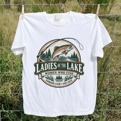 Ladies of the Lake Women Who Fish Rainbow Trout Fishing T-Shirt