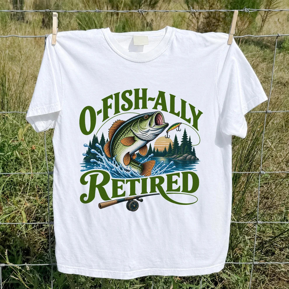 I Fish All Retired Funny Bass Fishing Graphic T-Shirt