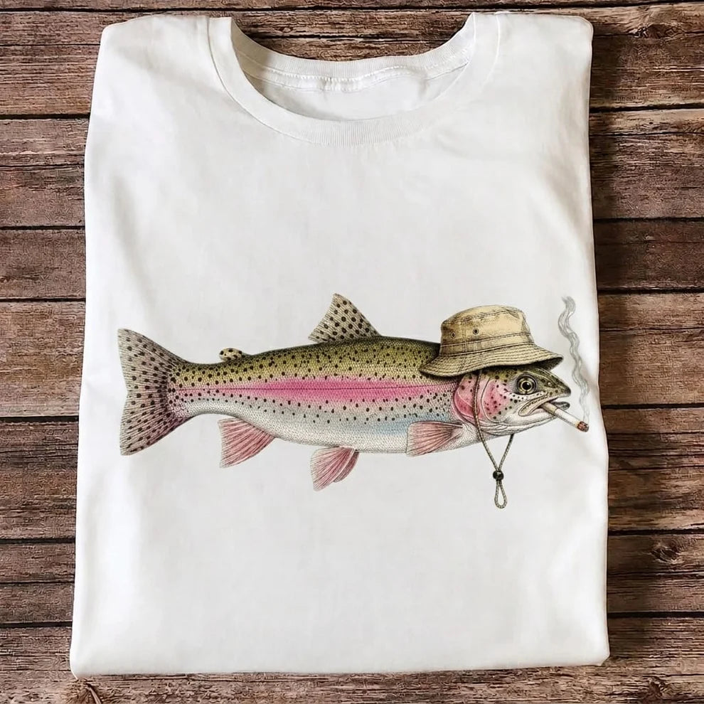 Funny Rainbow Trout Fishing T Shirt | Vintage Trout Graphic Tee