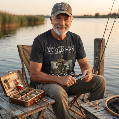 Never Underestimate An Old Man Fishing T Shirt